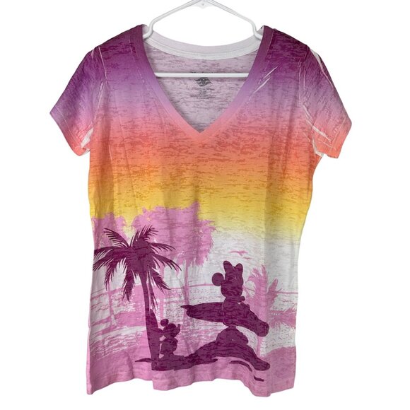 Tops - Disney Cruise Line Shirt Women's Size Small Surfing Sunset Mickey & Minnie